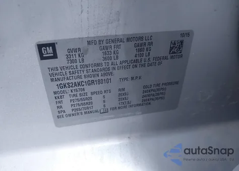 2016 GMC Yukon Sle z USA, uszkodzony, nr VIN 1GKS2AKC1GR180101